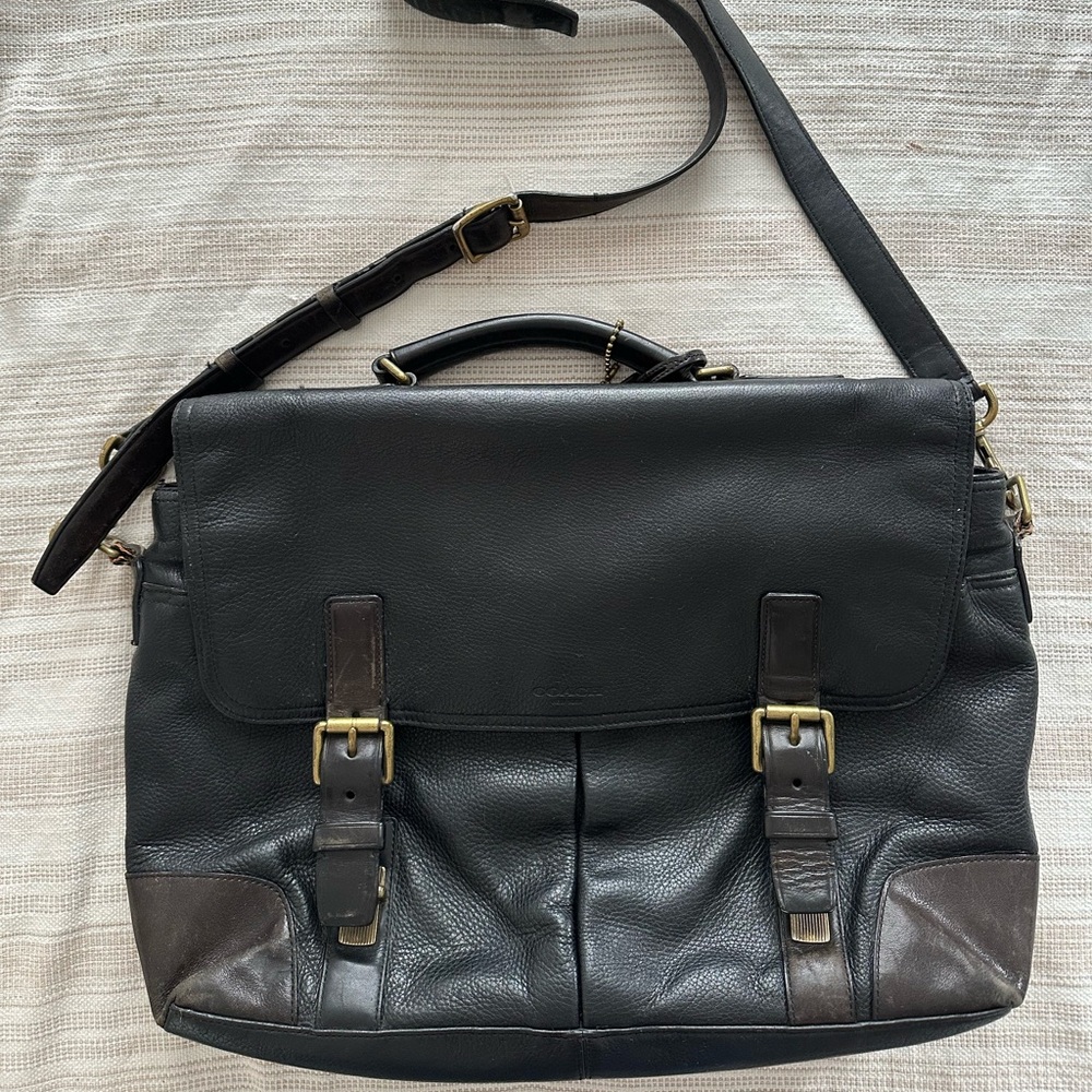 Coach Black Leather Men's Messenger Bag